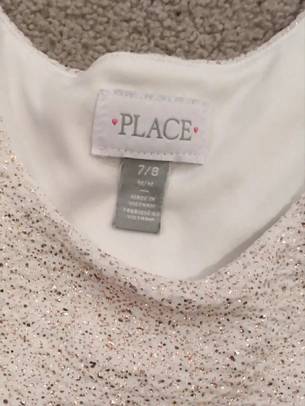 The Children's Place Cream Dress with Gold Floral Accents
